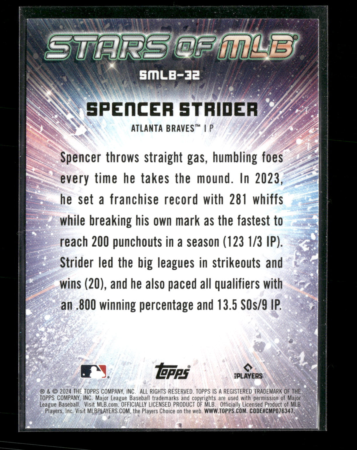 2024 Topps Stars of MLB Spencer Strider #SMLB-32 /3