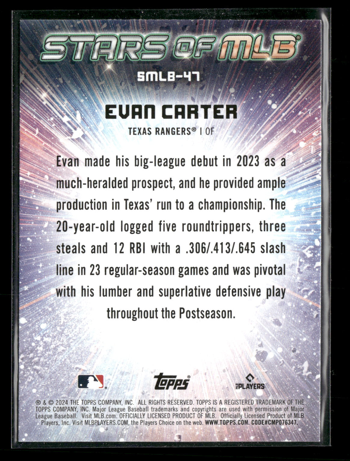 2024 Topps Stars of MLB Evan Carter #SMLB-47 RC