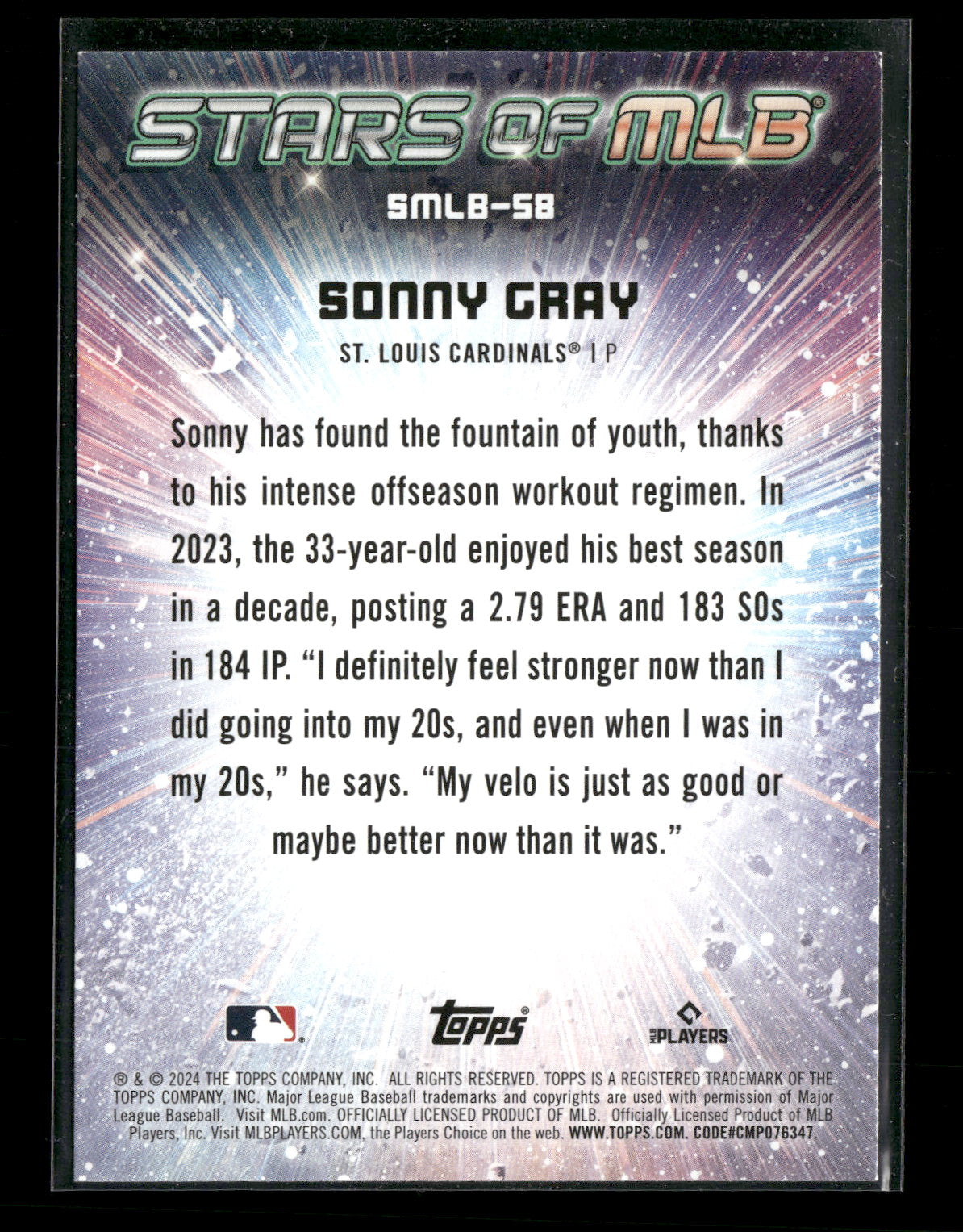 2024 Topps Stars of MLB Sonny Gray #SMLB-58