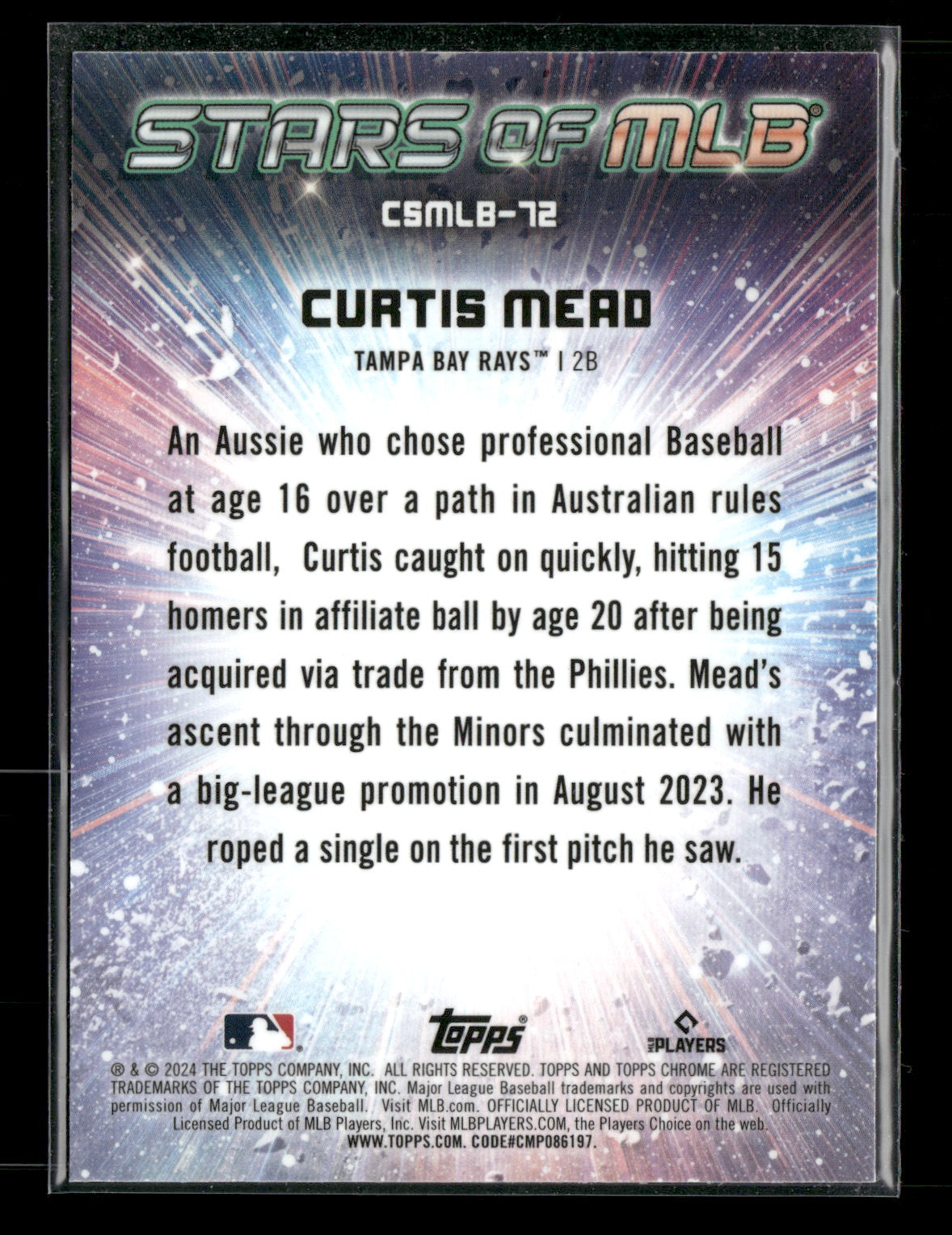 2024 Topps Chrome Stars of MLB Curtis Mead #CSMLB-72 RC