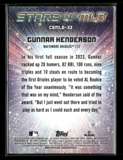 2024 Topps Chrome Stars of MLB Gunnar Henderson #CSMLB-33