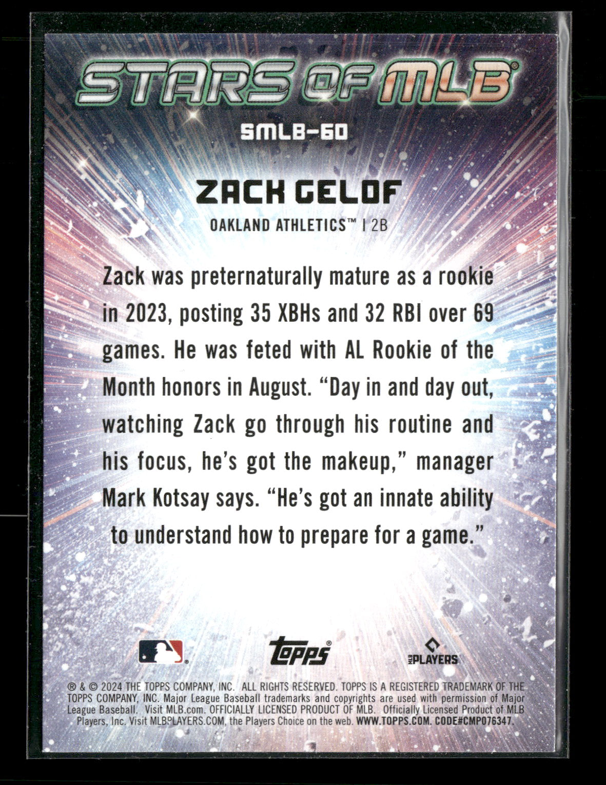 2024 Topps Stars of MLB Zach Gelof #SMLB-60 RC