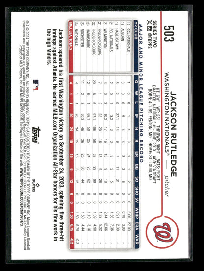 2024 Topps Series Two Jackson Rutledge #503 Rainbow Foil RC