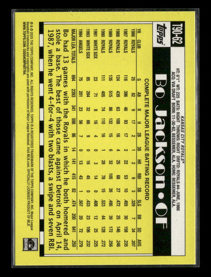 2025 1990 Topps Baseball Bo Jackson #T90-62