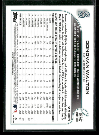 2022 Topps Update Series Donovan Walton #US242 Gold Foil