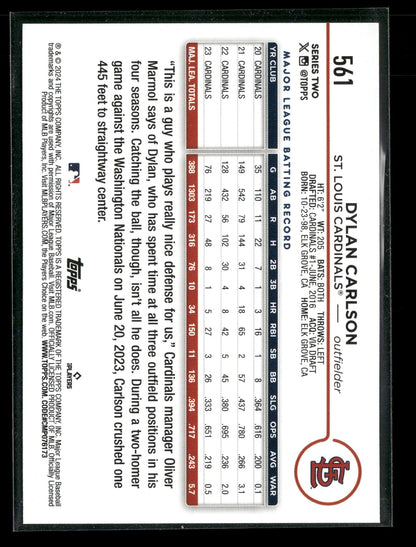 2024 Topps Series Two Dylan Carlson #561 Aqua