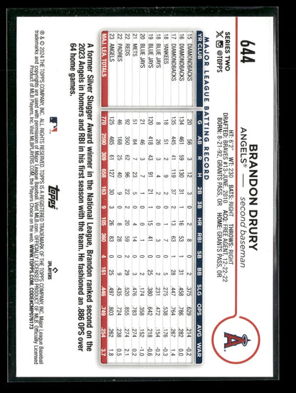 2024 Topps Series Two Brandon Drury #644 Aqua