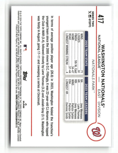 2024 Topps Series Two Washington Nationals Team Card #417
