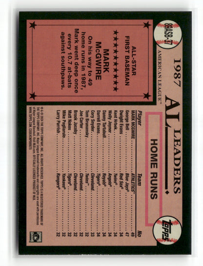 2024 Topps Series Two Mark McGwire #89ASB-37 1989 Topps All-Star Baseball Foil