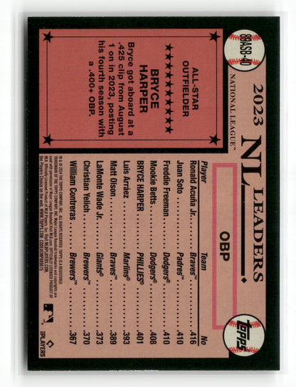 2024 Topps Series Two Bryce Harper #89ASB-40 1989 Topps All-Star Baseball Foil