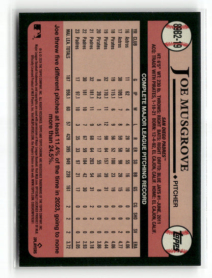 2024 Topps Series Two Joe Musgrove #89B2-19 1989 Topps Baseball Foil