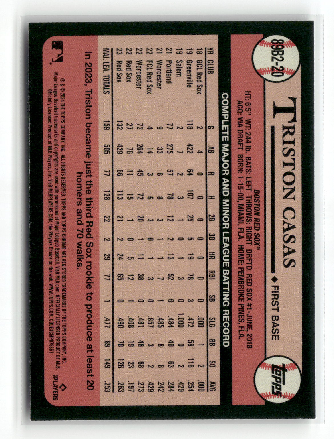 2024 Topps Series Two Triston Casas #89B2-20 1989 Topps Baseball Foil