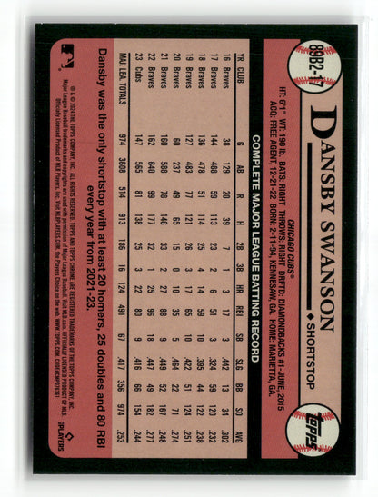2024 Topps Series Two Dansby Swanson #89B2-17 1989 Topps Baseball Foil Board