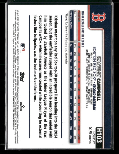 2025 Topps Holiday Kristian Campbell #H103 RC