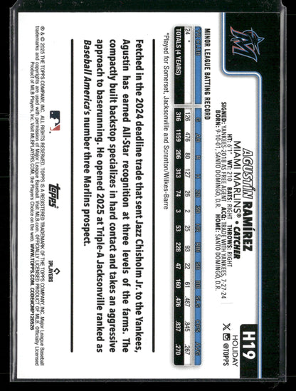 2025 Topps Holiday Agustín Ramírez #H19 RC