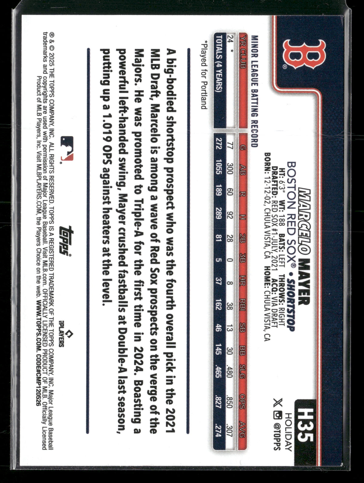 2025 Topps Holiday Marcelo Mayer #H35 RC