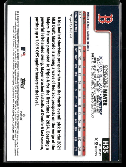 2025 Topps Holiday Marcelo Mayer #H35 RC