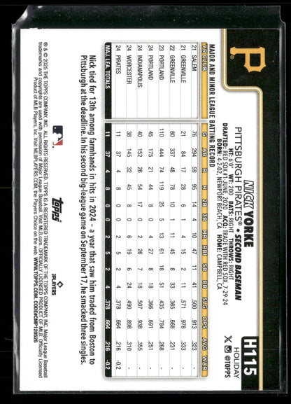 2025 Topps Holiday Nick Yorke #H115 RC