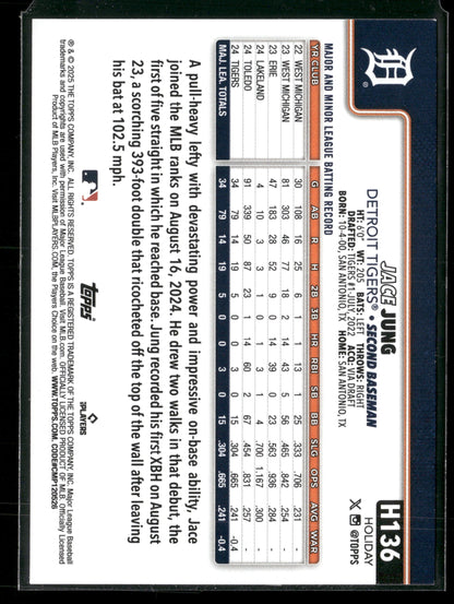 2025 Topps Holiday Jace Jung #H136 RC