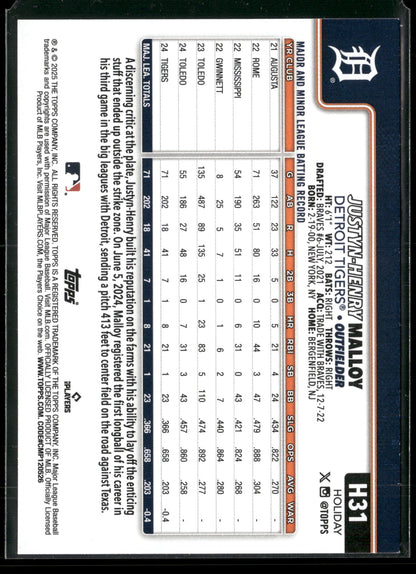 2025 Topps Holiday Justyn-Henry Malloy #H31 RC
