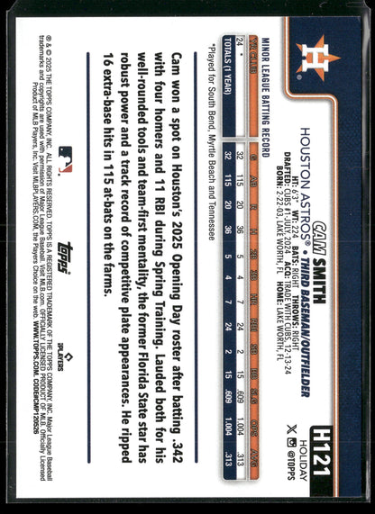 2025 Topps Holiday Cam Smith #H121 RC