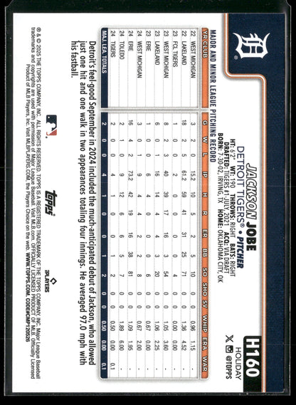 2025 Topps Holiday Jackson Jobe #H160 RC