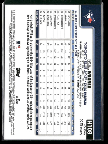 2025 Topps Holiday Will Wagner #H108 RC