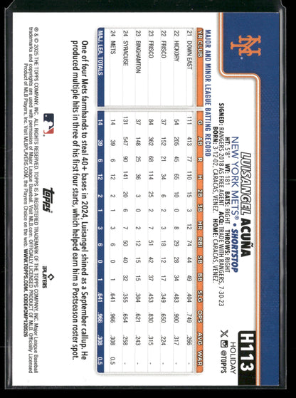 2025 Topps Holiday Luisangel Acuña #H113 RC