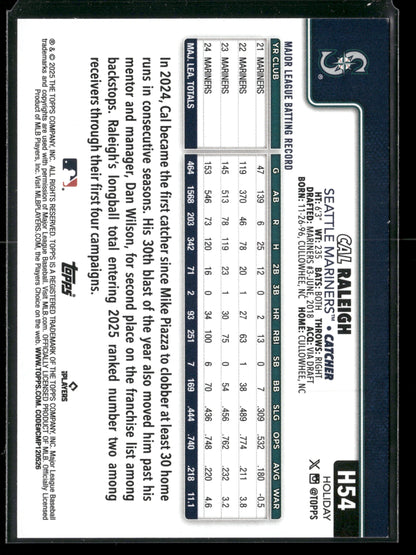 2025 Topps Holiday Cal Raleigh #H54
