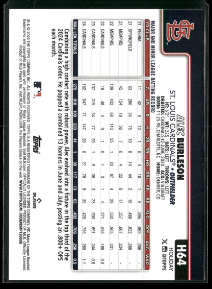 2025 Topps Holiday Alec Burleson #H64
