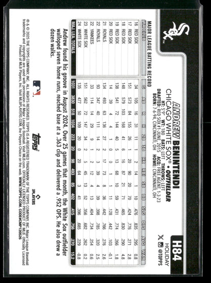 2025 Topps Holiday Andrew Benintendi #H84