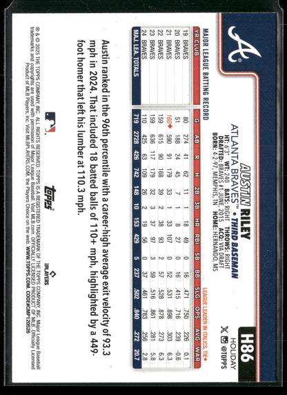 2025 Topps Holiday Austin Riley #H86