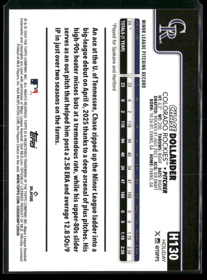 2025 Topps Holiday Chase Dollander #H130 RC