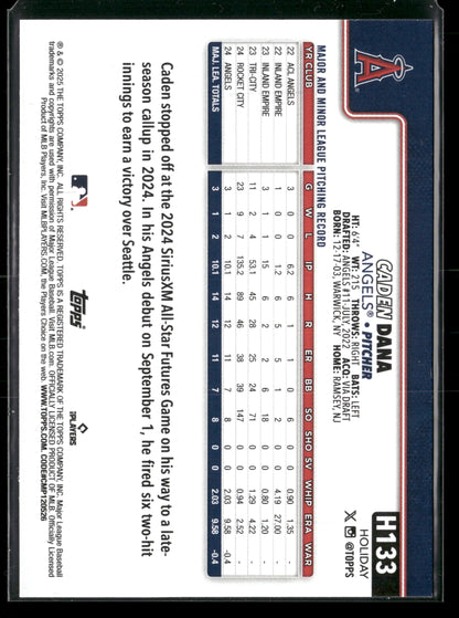 2025 Topps Holiday Caden Dana #H133 RC