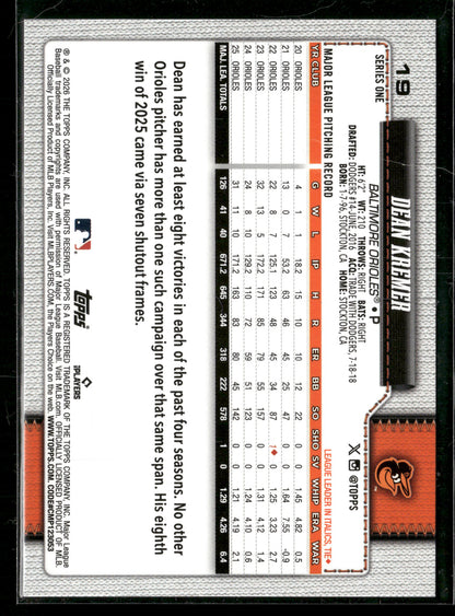 2026 Topps Series 1 Dean Kremer #19 Diamante Foil