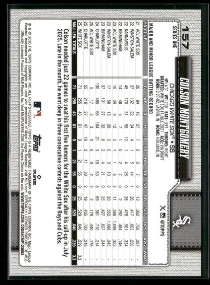 2026 Topps Series 1 Colson Montgomery #157 Diamante Foil RC
