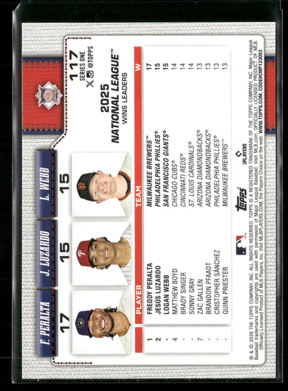 2026 Topps Series 1 National League Leaders Wins #117 Diamante Foil