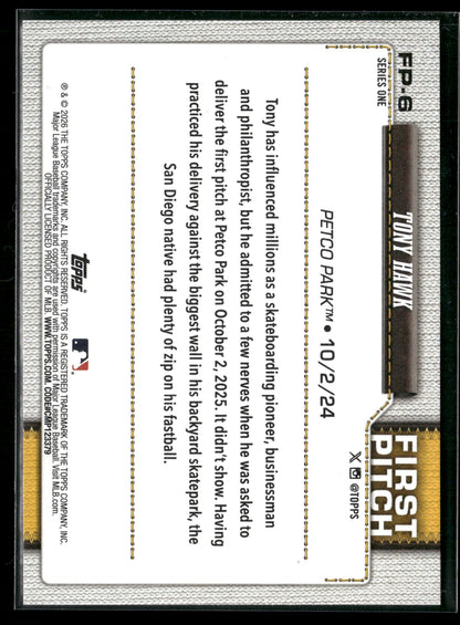2026 Topps Series 1 Tony Hawk #FP-6 First Pitch