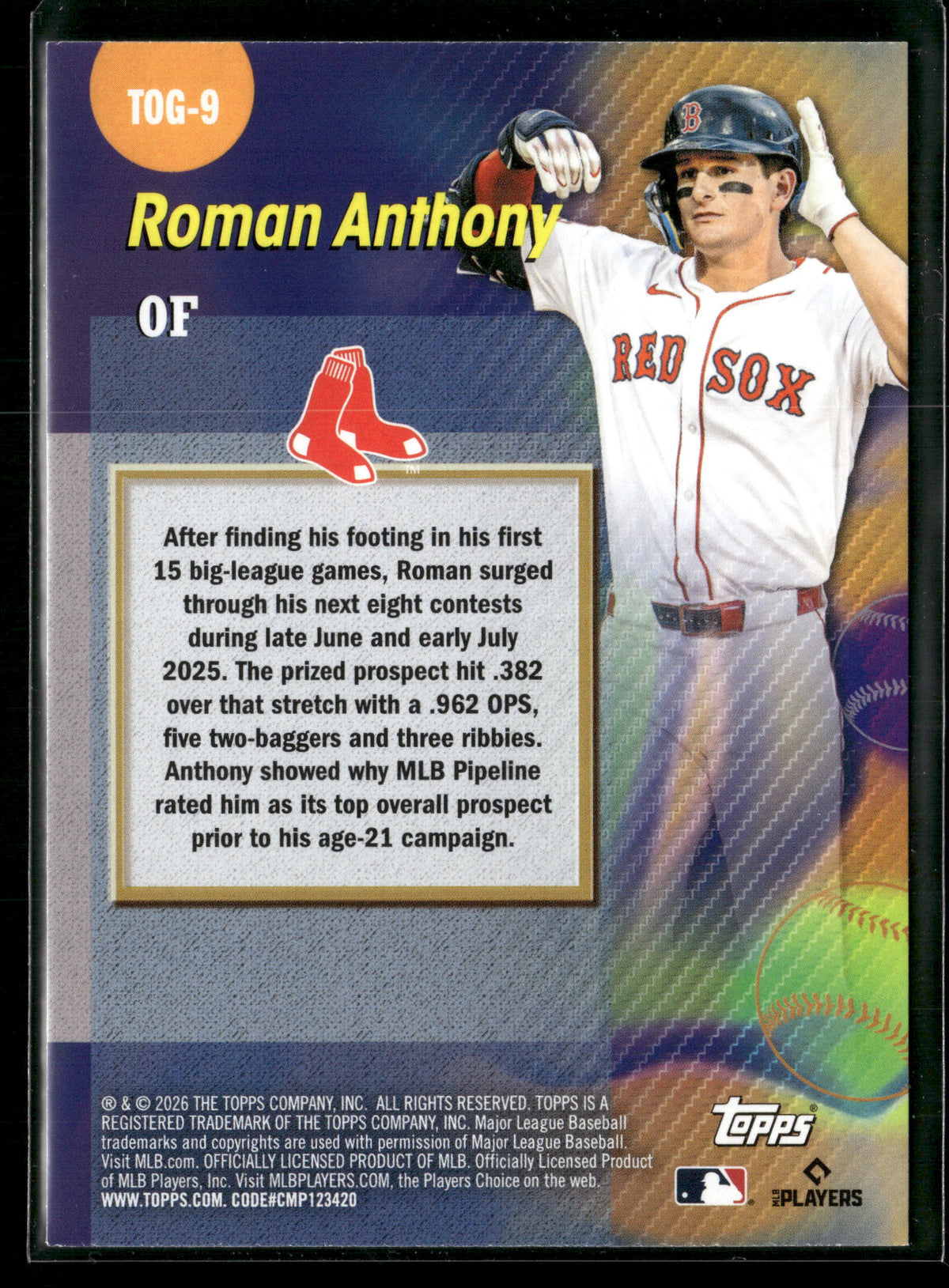 2026 Topps Series 1 Roman Anthony #TOG-9 Titans of the Game RC