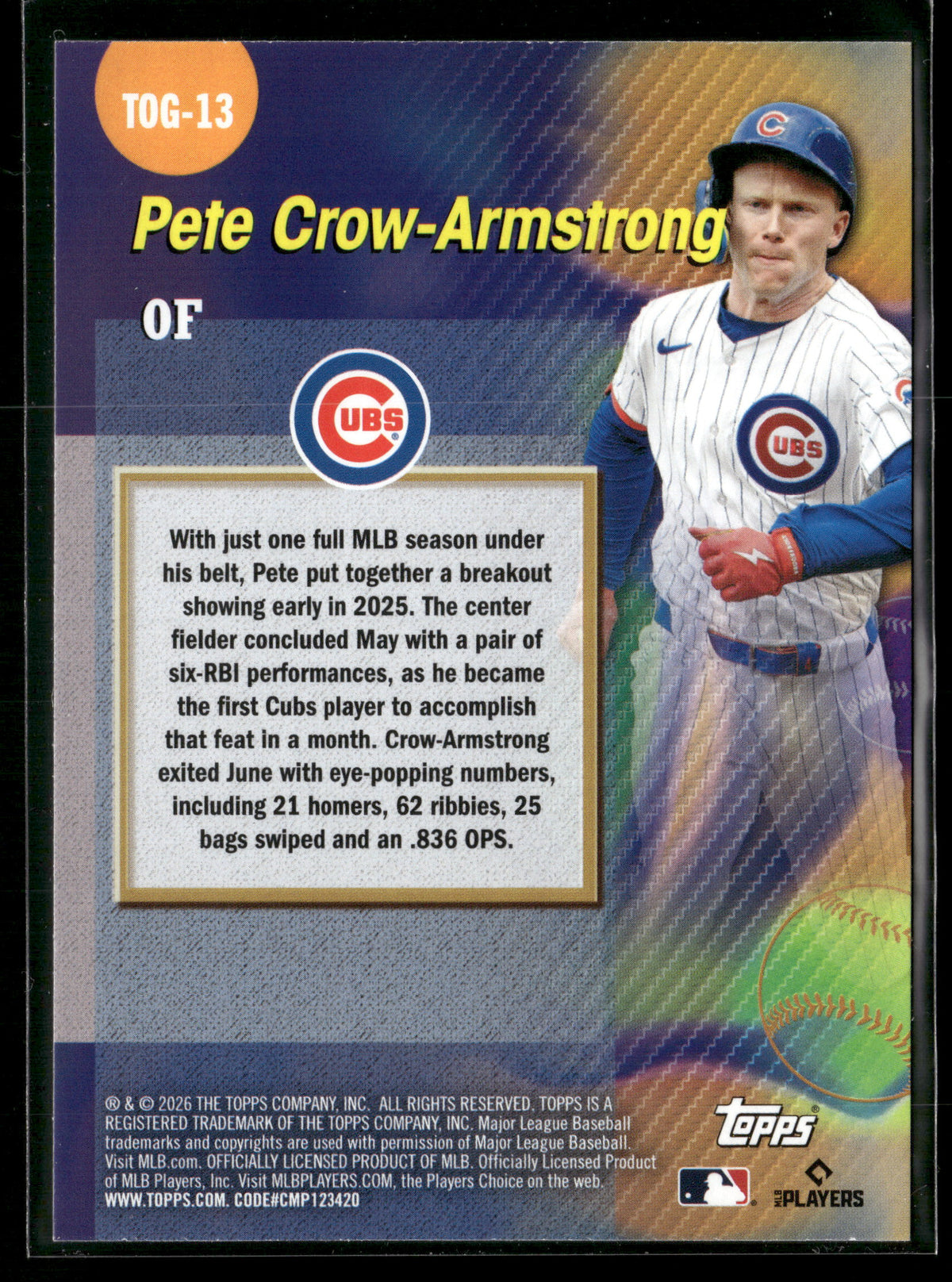 2026 Topps Series 1 Pete Crow-Armstrong #TOG-13 Titans of the Game