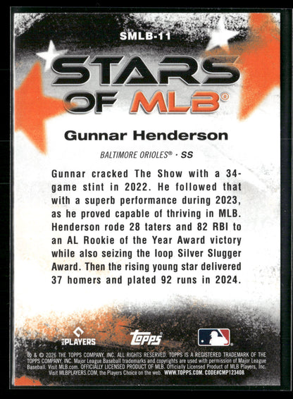 2026 Topps Series 1 Gunnar Henderson #SMLB-11 Stars of MLB