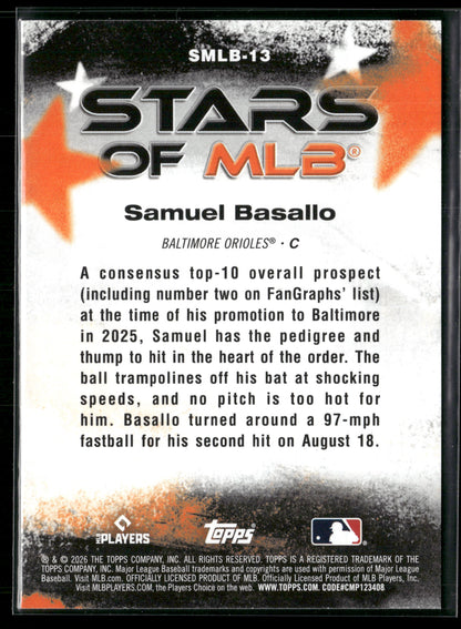 2026 Topps Series 1 Samuel Basallo #SMLB-13 RC Stars of MLB