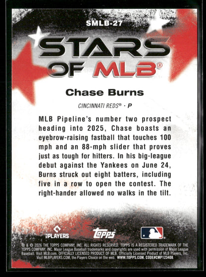 2026 Topps Series 1 Chase Burns #SMLB-27 Stars of MLB RC