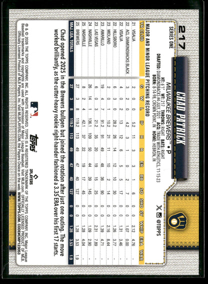 2026 Topps Series 1 Chad Patrick #217