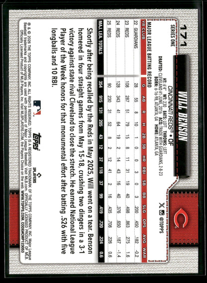 2026 Topps Series 1 Will Benson #171