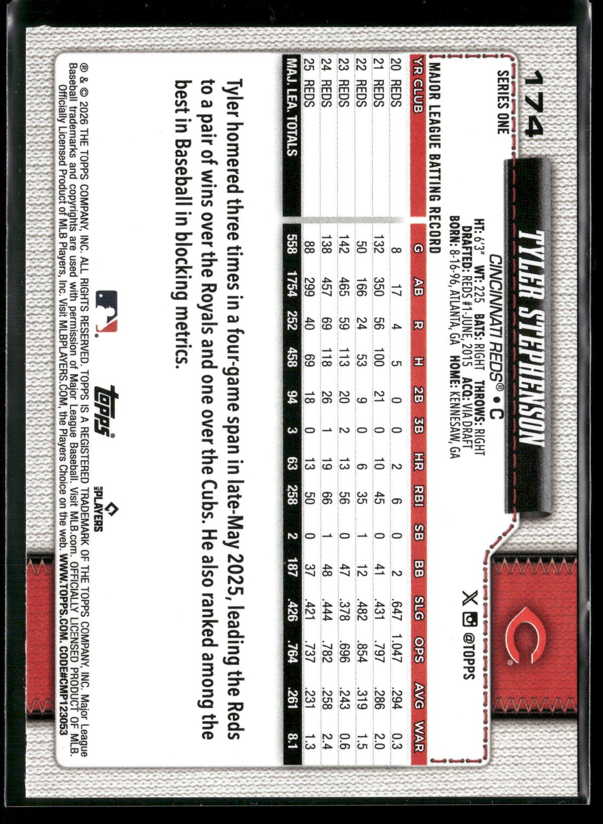 2026 Topps Series 1 Tyler Stephenson #174