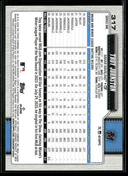 2026 Topps Series 1 Troy Johnston #317 RC