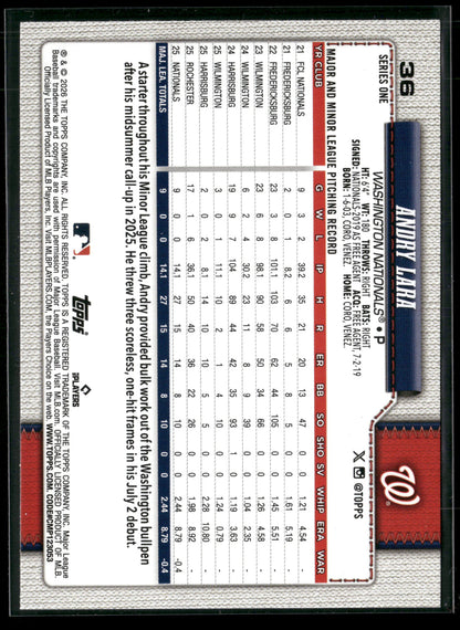 2026 Topps Series 1 Andry Lara #36 RC