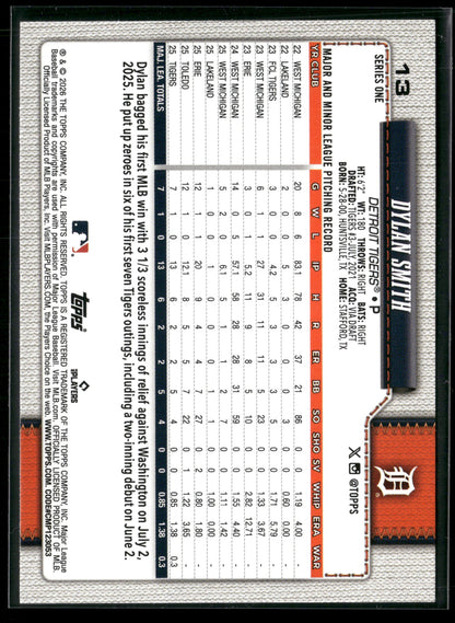 2026 Topps Series 1 Dylan Smith #13 RC