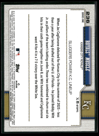 2026 Topps Series 1 Bobby Witt Jr. Jac Caglianone #236